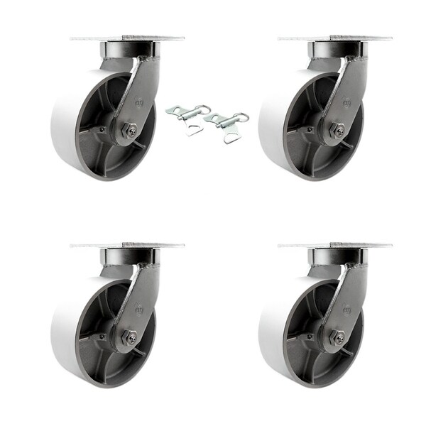 Service Caster 8'' Heavy Duty Semi Steel Cast Iron Swivel Caster Set with 2 Swivel Locks, 4PK CRAN-SCC-KP92S830-SSR-BSL-2-S-2 - main